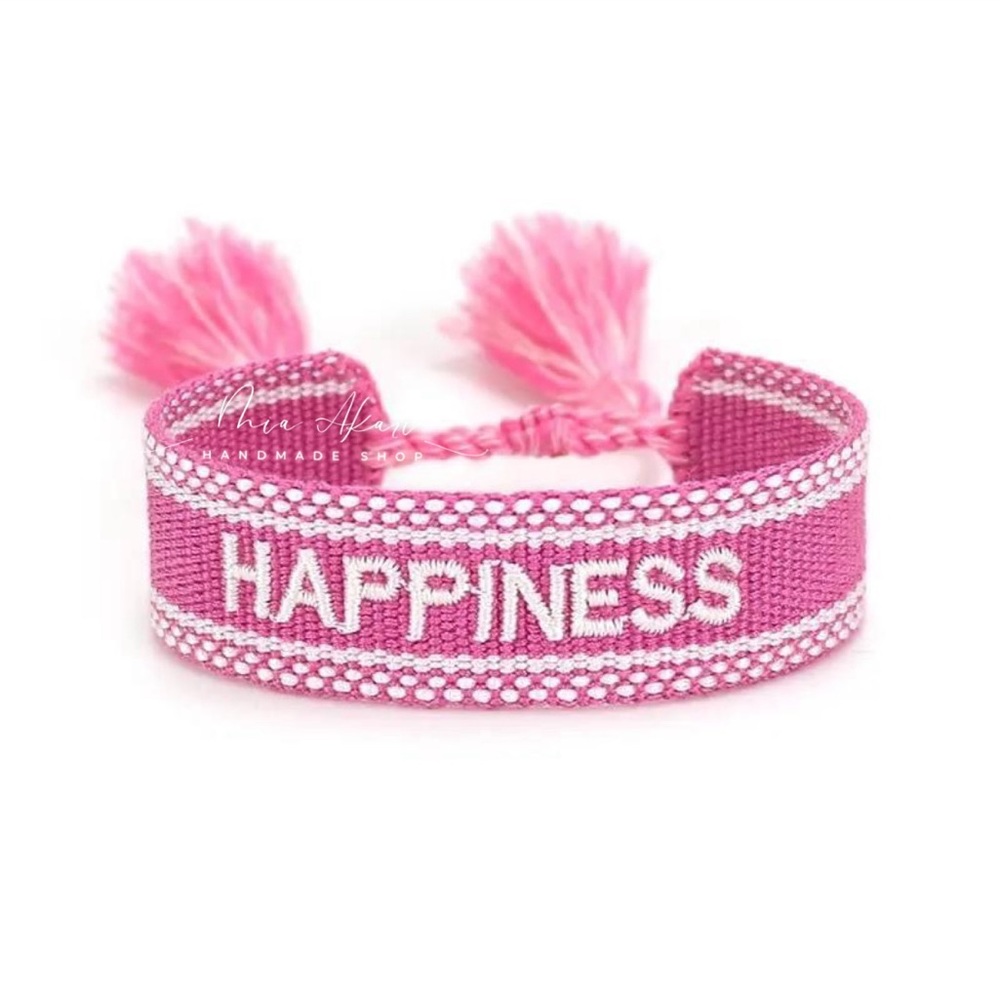 Happiness Bohemia Embroidery letter tassel Bracelet handmade Adjustable …